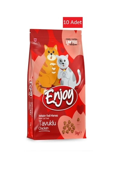 Enjoy Tavuklu Kedi Maması Sevgililer Günü Özel Ambalaj 10 x 1 KG
