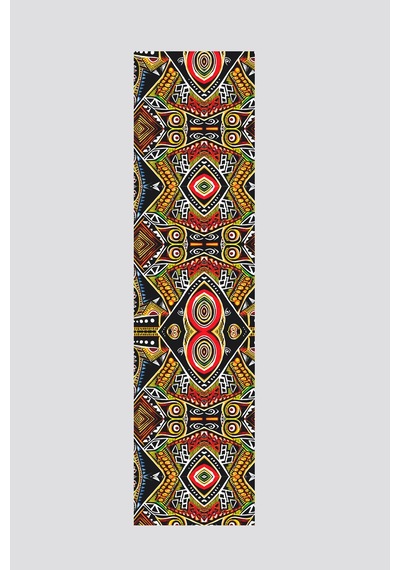 Çok Renkli Etnik Afrika Figürlü Runner 40x220cm Siyah