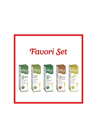 Favori Yağ Seti Çam Terebentin,kekik,misk Adaçayı,tatlı Badem,jojoba 20 Ml 5'li Set Damlalıklı