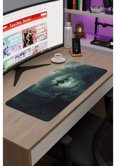 Airplane Uçak Kaymaz Dikişli Kauçuk Oyuncu Mousepad V2 - 70x30 Xl Gaming Mouse Pad Fare Altlığı