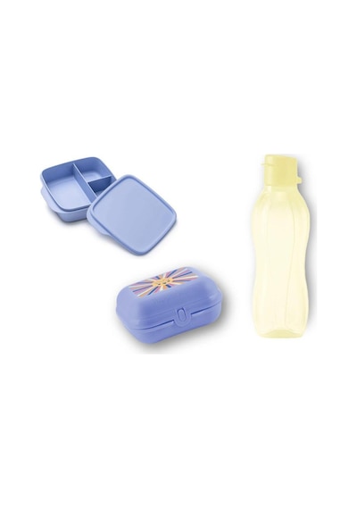 Okula Dönüş 3'lü Set - Gökkuşağı 500 Ml, Böğürtlen 550 Ml Yemek Kabı Ve Eco Şişe 500 Ml Süt Mısır Siyah