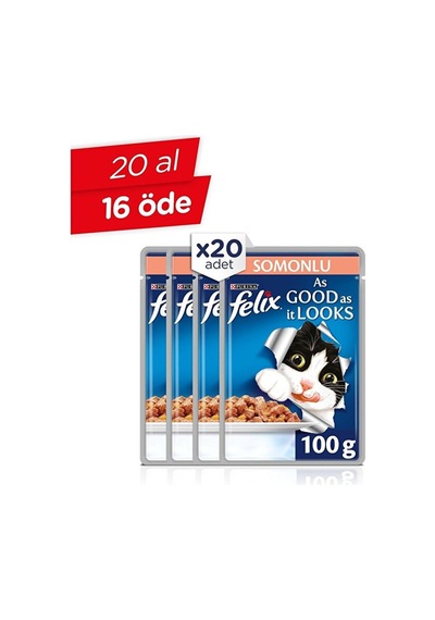 Felix Somonlu Yetişkin Kedi Pouch 20 x 100 G