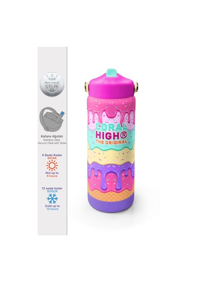 Coral High Pembe Rengarenk Katlanır Ağızlıklı Çelik Termos 650 Ml 38377 Pembe - Altın