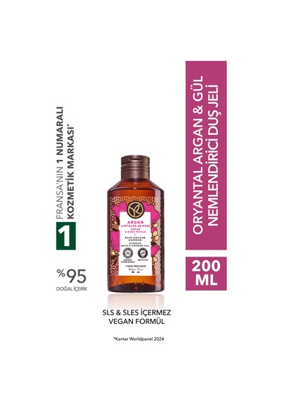Yves Rocher Duş Jeli - Nemlendirici Oryantal Argan Ve Gül - Sls,sles İçermez,vegan-200ml Diğer