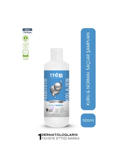 Tto X Kuru ve Normal Saçlar Için Şampuan Kolajen ve Prebiyotik 500Ml