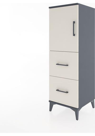 Hyperion Dolap 2 Raflı 2 Çekmeceli Tek Kapaklı 44x44x134 Antrasit-aytaşı Antrasit