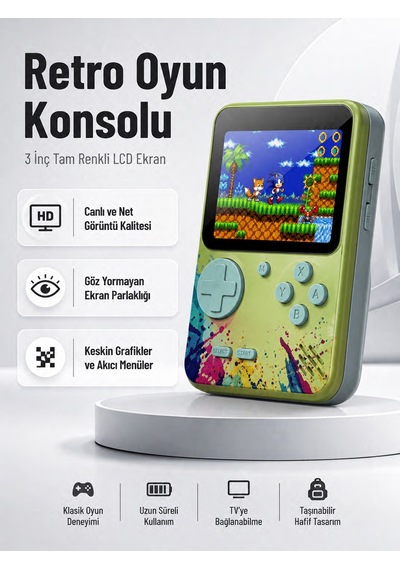 Hmngoxx 3 İnç Renkli Ekranlı Taşınabilir El Konsolu G5 Modeli Tkndhmngoxx