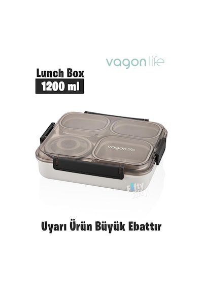 Vagonlife Büyük Ebat 1200 Ml Sızdırmaz,karışmaz 4 Bölmeli Lunch Box Yeni Nesil Sefer Tası -ff7080