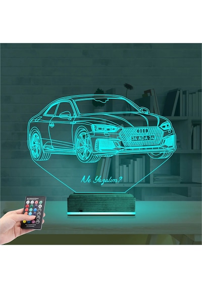 Luvivia Spor Araba Audi Kişiye Özel 3d Lamba - Masa Gece Lambası V2 Şeffaf