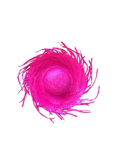 Tropikal Parti Pembe Fuşya Hasır Hawaii Şapkası 13x36 Cm - Zmff-571192 18