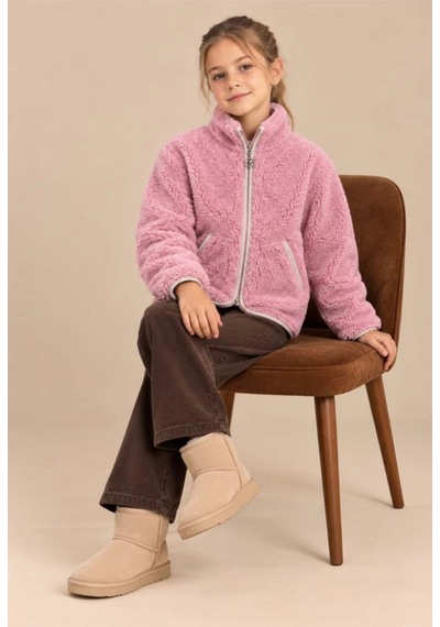 Ez Peluş Ceket Krem Pembe Pembe
