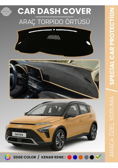 Hyundai Bayon 2020+ Torpido Örtüsü Panel Koruma Araca Özel Uv Koruyucu Kaymaz Hızlı Montaj - 495 Stiloto