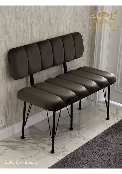 By Hakan Aşkın Siyah Metal Ayaklı Metal Alt Kasalı Line Style New 2024 Sırtlı Bench & Bank Koyu Füme Füme Bbf