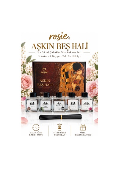 Rosie Aşkın Beş Hâli 5 Li Çubuklu Oda Kokusu Hediye Seti 5 X 50 Ml Özel Tasarım Koleksiyon Fresh
