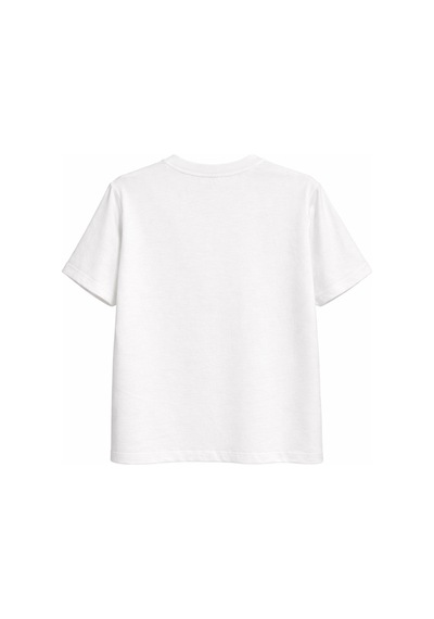 Mixray 2059 Kadın %100 Pamuk Bisiklet Yaka Simli T-shirt Beyaz