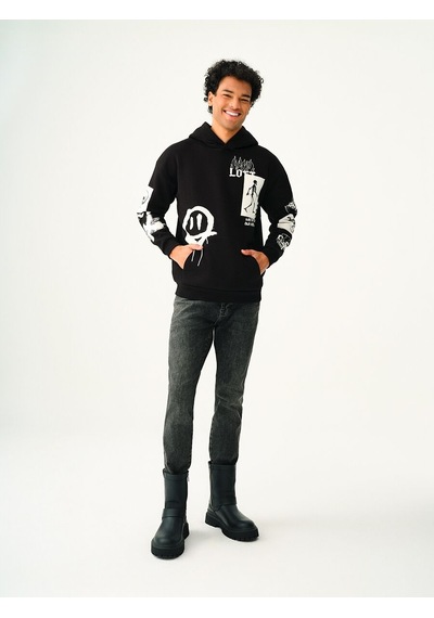 LOFT Oversize Erkek Sweatshirt Lf2037224 Q1.v1 Siyah
