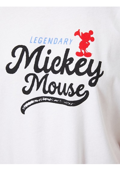 Koton Mickey Lisanslı Baskılı Tişört Beyaz 9yal18850ık