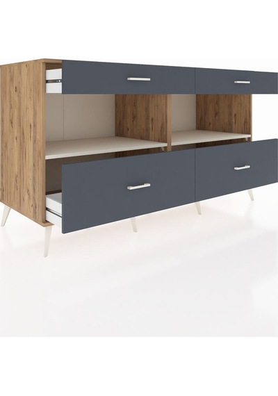 Kronos Konsol 2 Raflı 4 Çekmeceli 176x59x99 Çam-aytaşı/antrasit Çam-aytaşı/antrasit Kronos Konsol 2 Raflı 4 Çekmeceli 176x59x99 Çam-aytaşı/antrasit Çam-aytaşı/antrasit