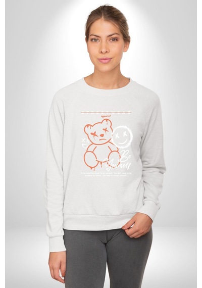 Yükseliş İçin Kendin Ol Unisex Beyaz Sweatshirt Beyaz