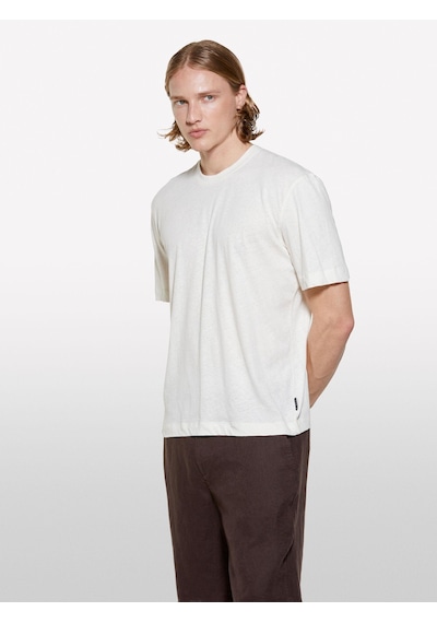 Keten Karışımlı Bisiklet Yaka Regular Fit T-shirt Erkek Krem T-shirt - 325p3d8fs104l Krem