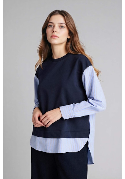 Defacto Regular Fıt Bisiklet Yaka Sweatshirt Kumaşı Sweatshirt Tunik G9278ax26spnv243 Lacivert-nv243