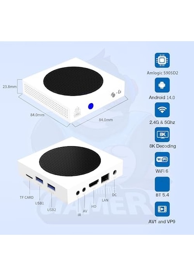 Pell 8k Ultra Hd Android 14 Tv Box, Amlogic S905d2, 4gb Ram 64gb Depolama, Çift Bant Wi-fi 6, Bluetooth 5.4, 8k Decoding, Sesli Kumanda İle Akıllı Medya Oynatıcı, Siyah