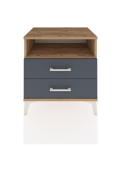 Hyperion Komodin Tek Raflı 2 Çekmeceli 60x44x64 Çam-antrasit Çam