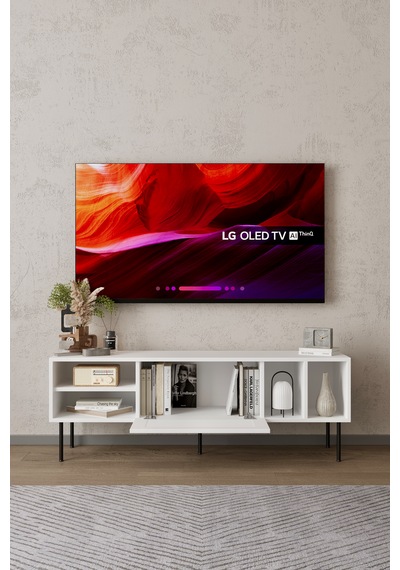 Umay 140 Cm Tv Ünitesi 100% Mdf Metal Ayak Beyaz