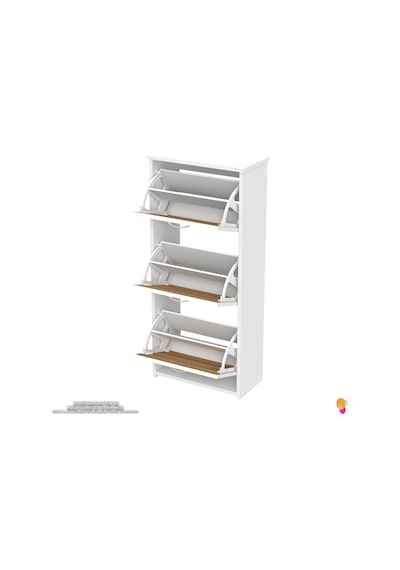 Modilayn West Antre 52x116x 26 Cm Lik 3 Düşer Kapak 6 Göz Bölmeli Ayakkabılık Meşe - Beyaz Modilayn West Antre 52x116x 26 Cm Lik 3 Düşer Kapak 6 Göz Bölmeli Ayakkabılık Meşe - Beyaz