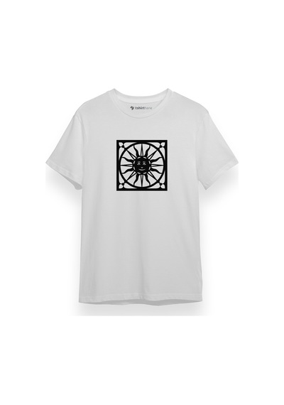 Sun İn Square Icon Beyaz Kısa Kol Erkek Tshirt 001