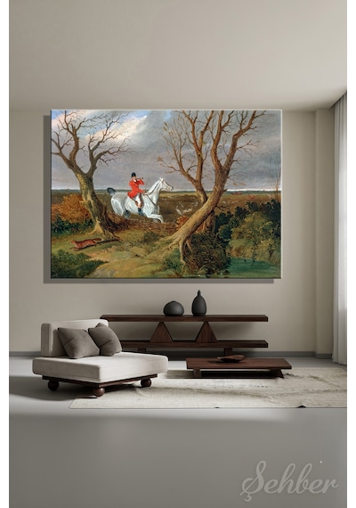 Yatay Kanvas Tablo Tekli Ev Kafe Ofis John Frederick Herring The Suffolk Hunt: Gone Away Eseri 2777