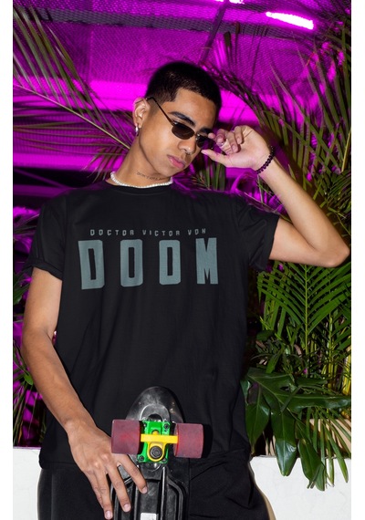 Doctor Doom Süper Film Kahraman Sırt Baskılı Unisex Oversize Tişö Siyah
