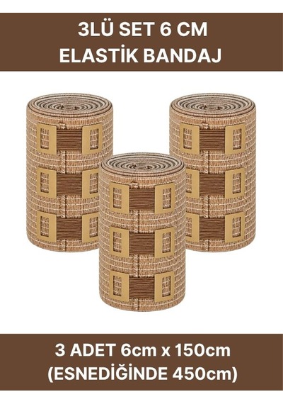 Elastik Bandaj Seti 3 Lü 3x6cm 12 Klipsli 4,5 Metreye Kadar Uzar, Spor Ve Günlük Kullanım Elastik Bandaj Seti 3 Lü 3x6cm 12 Klipsli 4,5 Metreye Kadar Uzar, Spor Ve Günlük Kullanım