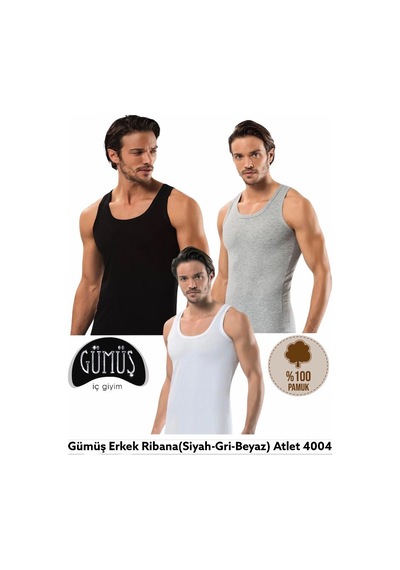 Gümüş 4004 6'lı %100 Pamuklu Erkek Ribana Atlet Çok Renkli