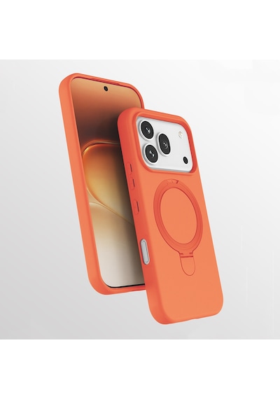 Maks Technology Honor 600 Pro 5g Kılıf M-safe Şarj Özellikli Standlı Mkst Samara Kapak - Turuncu