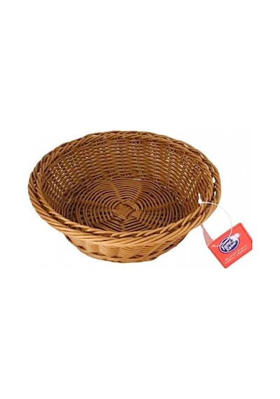 Hasır Yuvarlak Sepet Ekmek Sepeti - Meyve Sepeti 21cm X 7cm Kahverengi