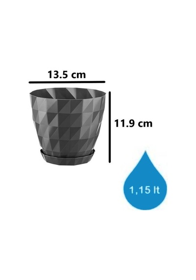 Omnipazar So-krt2 Dekoratif Kristal Saksı Takımı 1.15 Litre No 2 Antrasit 116