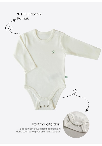 Kitikate Organik New Basic Uzayan Uzun Kol Body Ekru Ekru