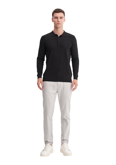 Cazador Slim Fit Viskon Karışımlı Basic Polo Yaka Kazak Siyah