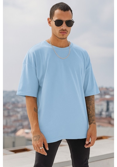 Oversize Beyaz T-shirt Bebe Mavisi
