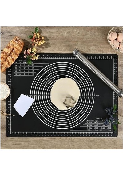Mucit Home Silikon Çok Amaçlı Geniş Siyah Hamur Matı Hamur Açma Matı
