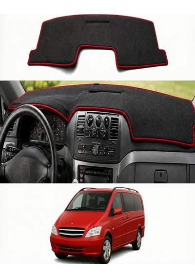 Mercedes-benz - Viano W639 2003-2014 Uyumlu Torpido Koruma Kılıfı - Kırmızı Şeritli