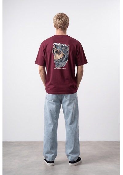 Respire Erkek Hidden Self Baskılı Oversize T-shirt Bordo