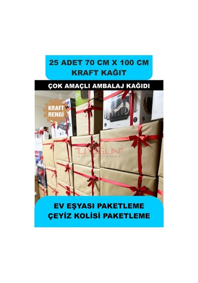 25 Adet 70cm X 100cm 100 Gr. Kraft Ambalaj Kağıdı, Çeyiz Ev Eşyası Hediye Ürün Paketleme, Çocuk Etkinlikleri