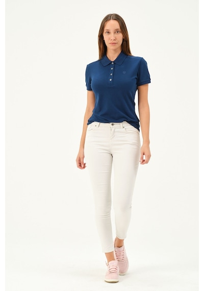 Msw Kadın Kısa Kollu Regular Fit Polo Yaka T-shirt Marin