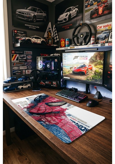 Spider-man Süper Kahraman 40x90 Cm Oyuncu Mousepad Kaymaz Taban Büyük Boy Mousepad Siyah