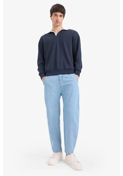 Defacto Boxy Fit Polo Yaka Sweatshirt E6523ax25aunv64 Lacivert