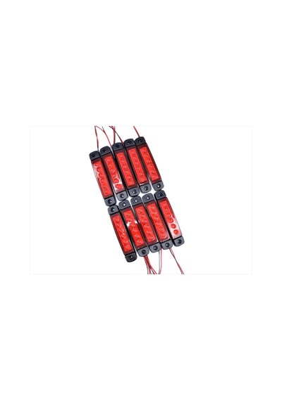 10 Adet Kırmızı Parmak Lamba 6 Led Su Geçirmez 12v 24v Emir