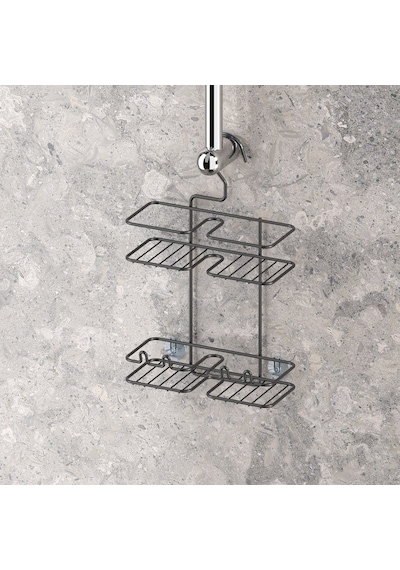 Teknotel Asılabilir Kancalı Askılı Banyo Rafı Mat Siyah Bk067 Siyah