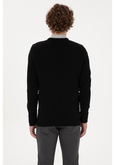 U.S. Polo Assn. Erkek Slim Fit V Yaka Siyah Basic Kazak 50313668-VR046